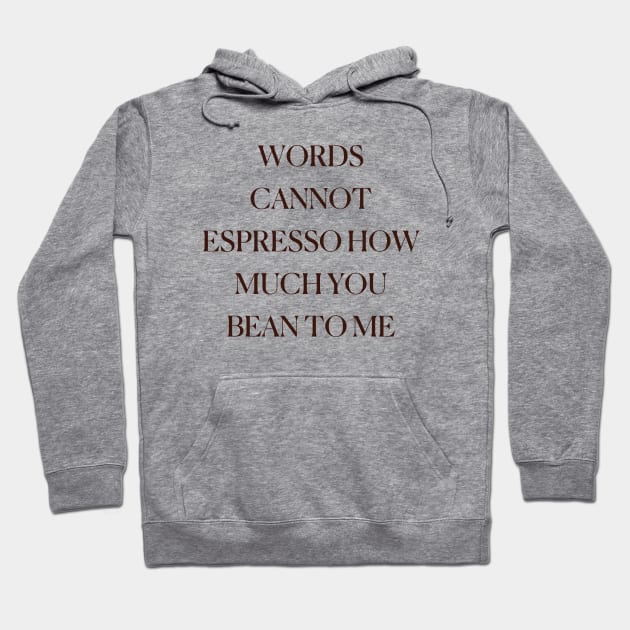 Words Cannot Espresso How Much You Bean To Me Funny Cute Coffee Coffee Lover Cool Hoodie by mounteencom